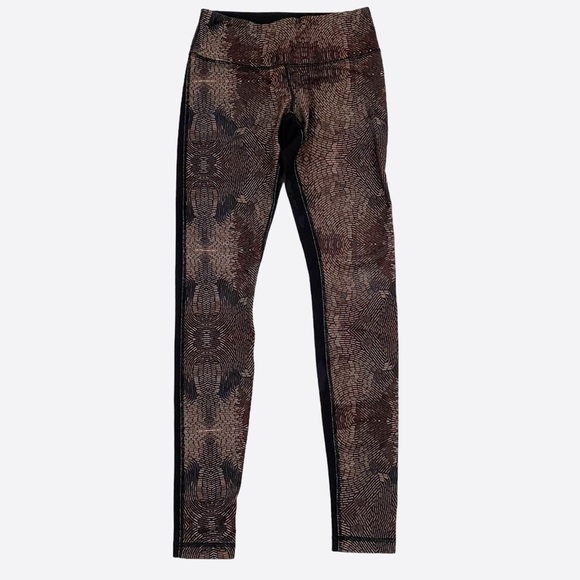 Lululemon Wunder Under‎ SE 3D Print Golden Cashew Multi/Black leggings size 4